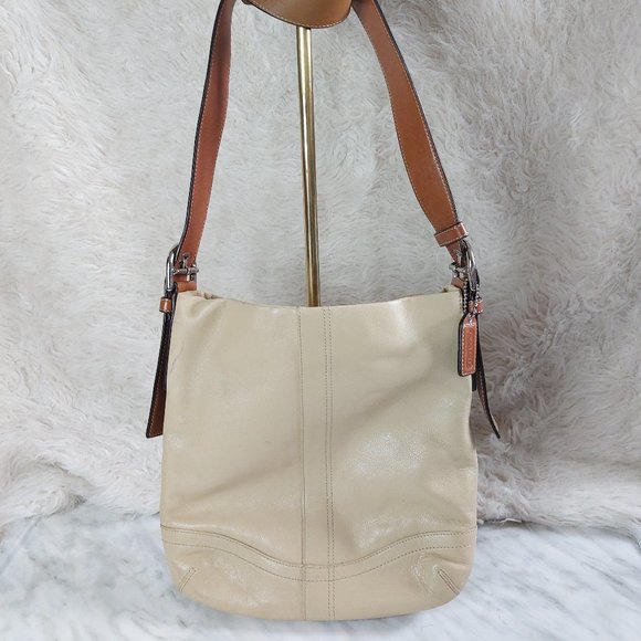 Coach F10938 Cream and Tan Trim Leather Crossbody Bag - Picture 2 of 12